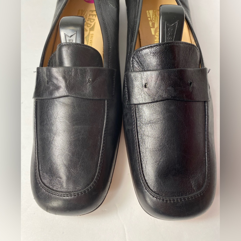 Salvatore ferragamo loafers pumps leather black narrow 8 AA fits like 7 - Picture 5 of 13